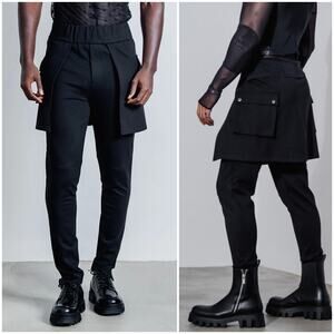 ORTTU Men's New York Skirt Pants Overlay layered in black size Large
